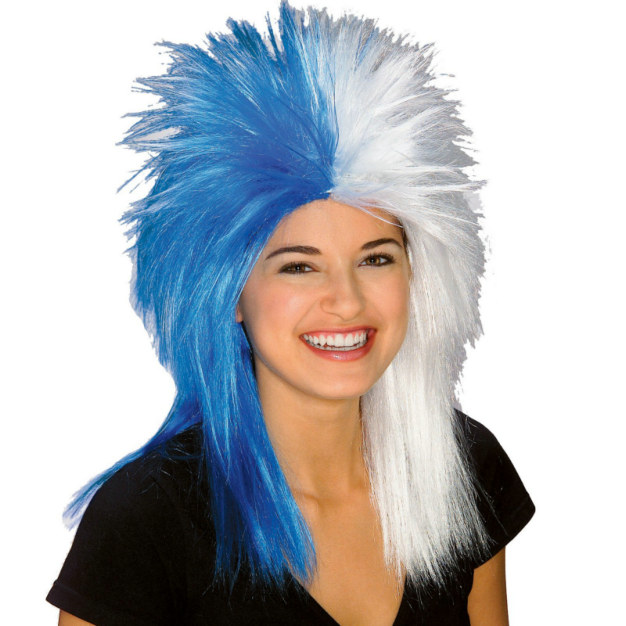 Blue and White Sports Fanatic Wig