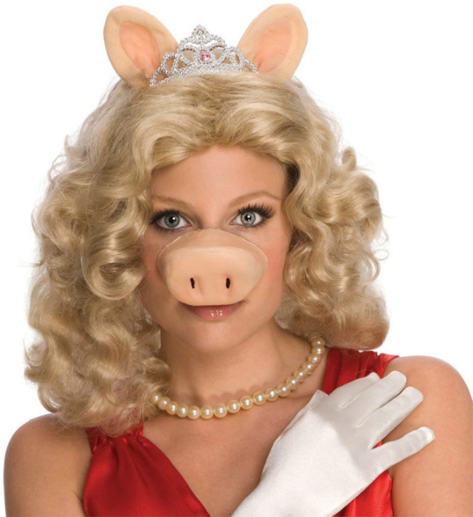 The Muppets Miss Piggy Wig w/Ears & Tiara Adult Costume