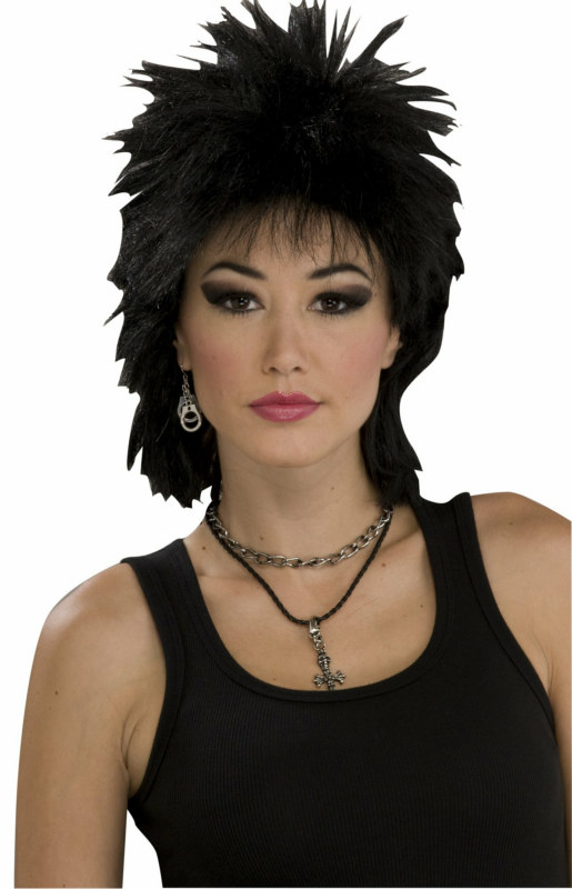 80's Rock Idol Black Adult Wig