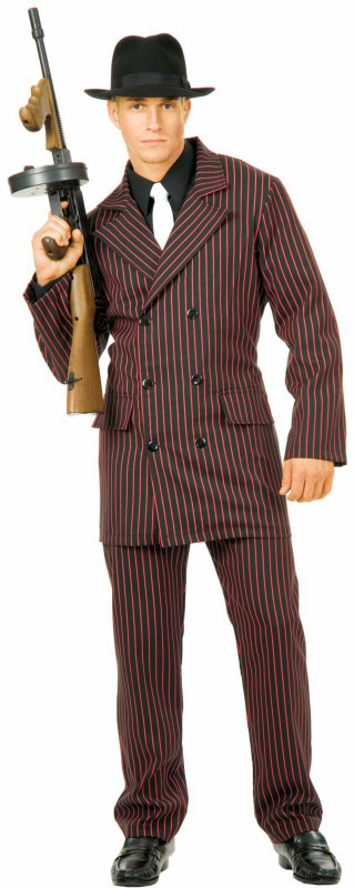 Gangster Double Breasted Suit (Black/Red) Adult Costume