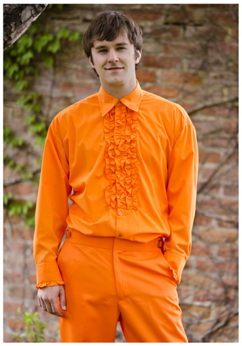 Orange Ruffled Tuxedo Shirt