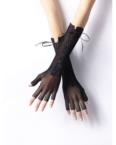 Long Fingerless Fishnet Gloves