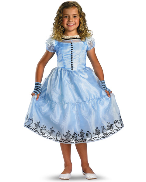 Deluxe Disney Alice In Wonderland Movie Alice Blue Girls Dress