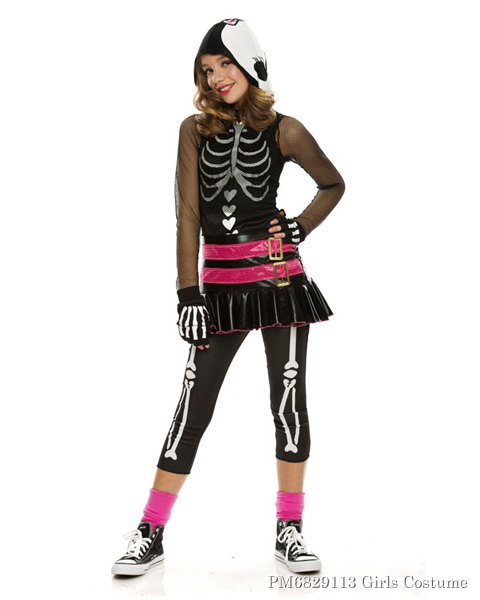 Girls Dramarama Skelehearted Costume