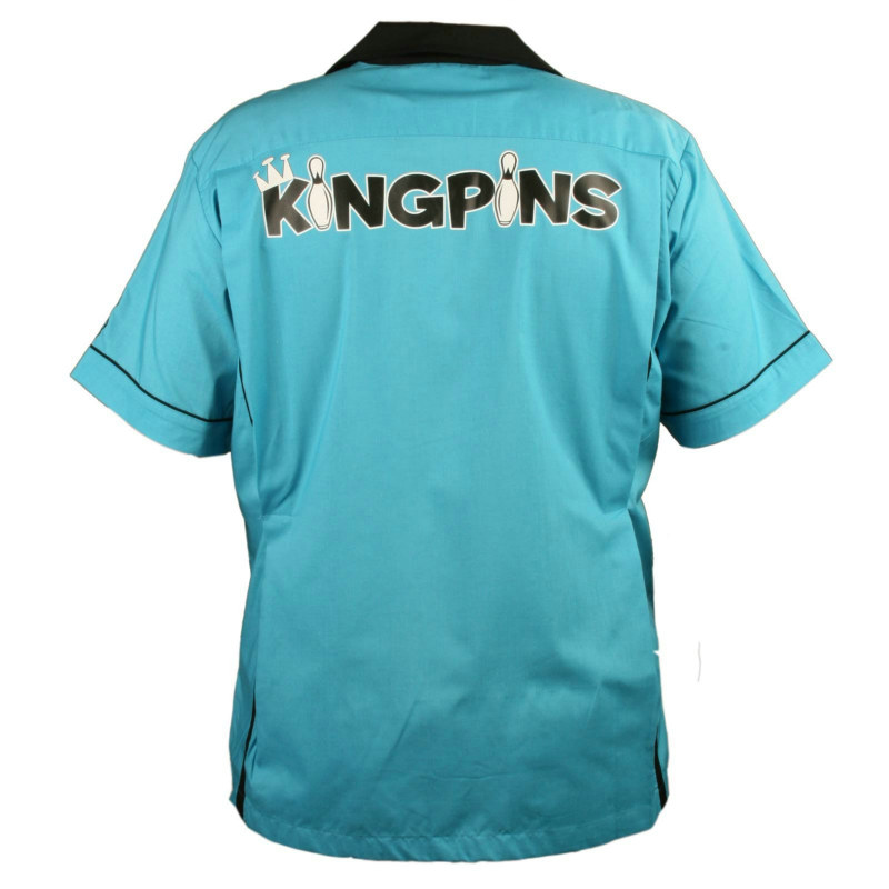 King Pin Classic Style Bowling Shirt - Turquoise Costume