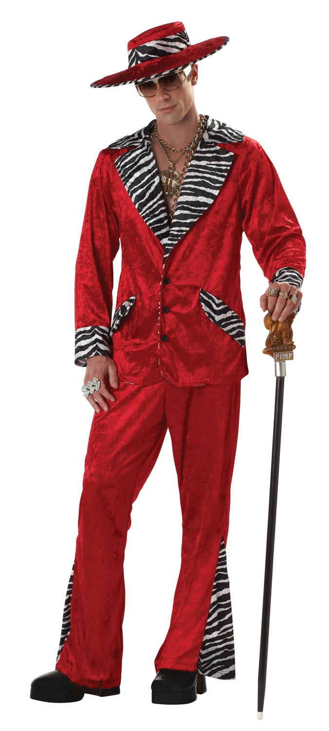 Pimp Red Crushed Velvet Adult Costume