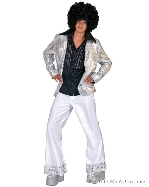 Mens Silver Sequin Disco Jacket