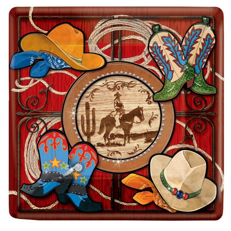 Giddy Up Cowboy Square Dessert Plates (8 count)