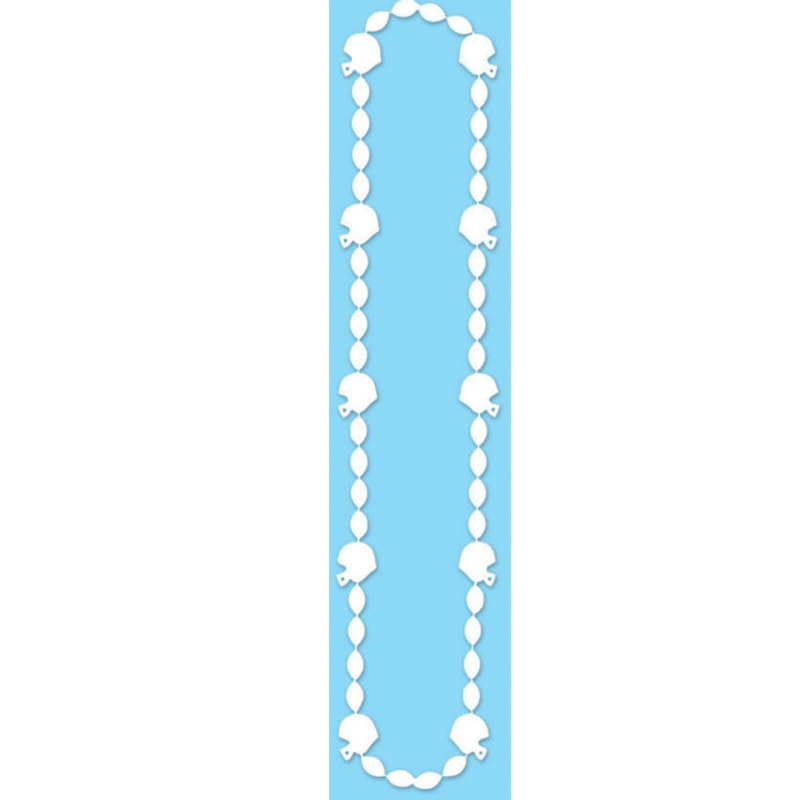 White Football Beads 36"