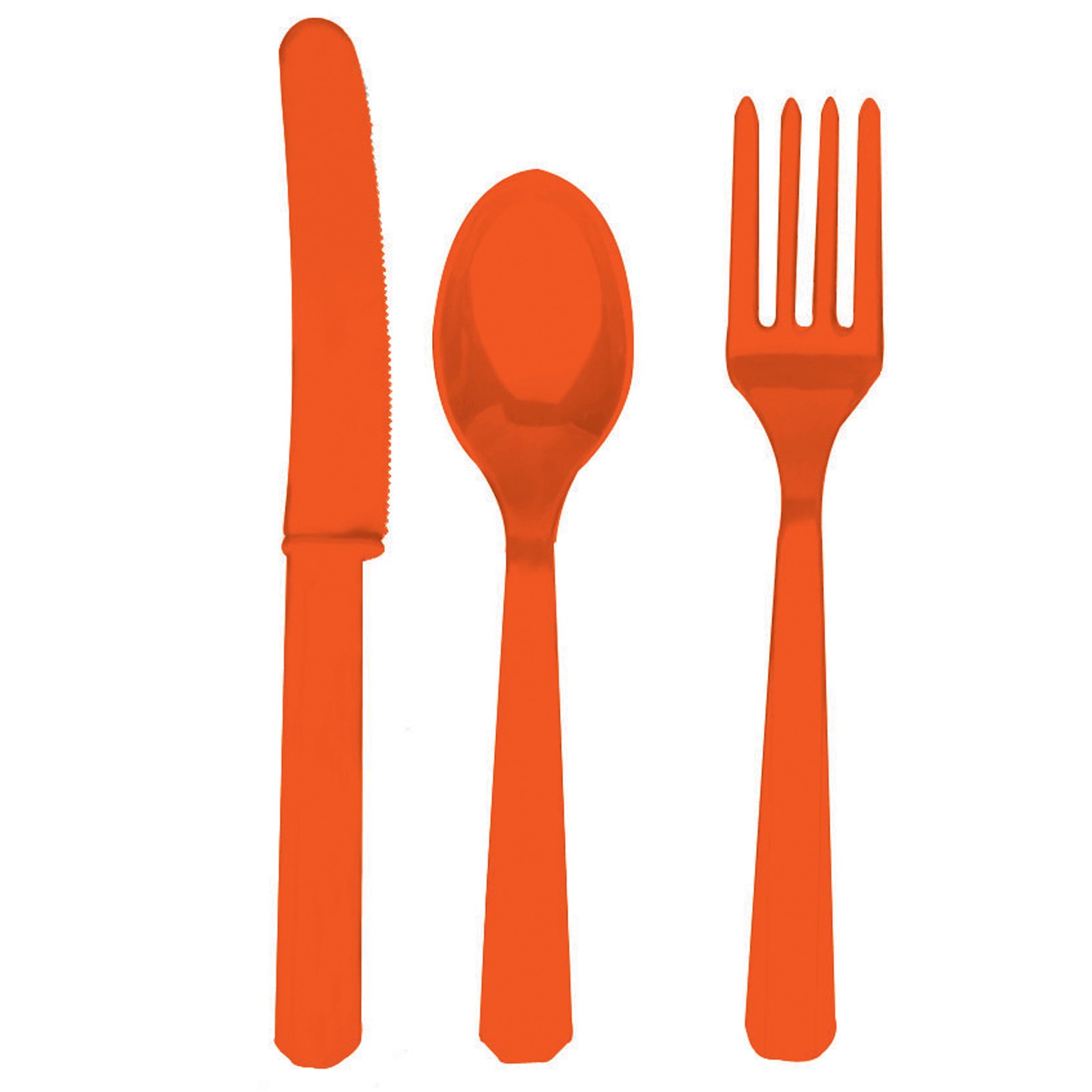 Orange Forks, Knives & Spoons (8 each)