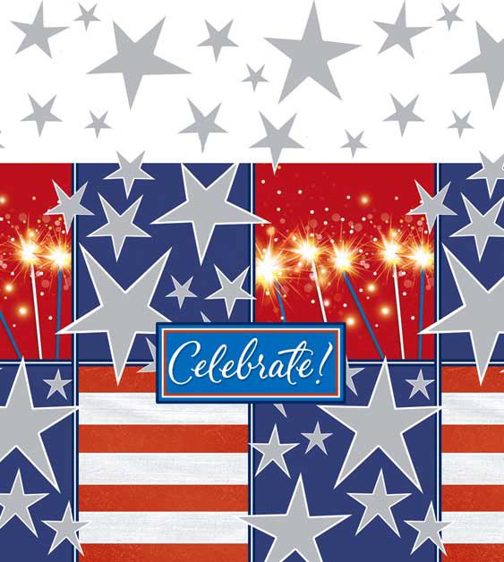 Celebrate Patriotic Plastic Tablecover