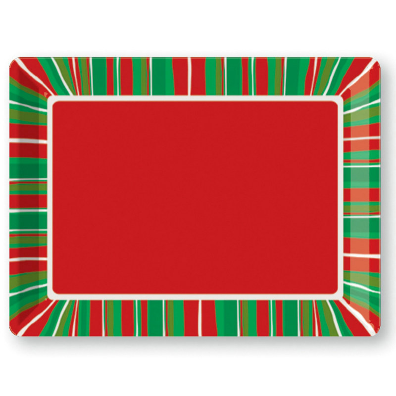 Christmas Stripes 14" Molded Tray