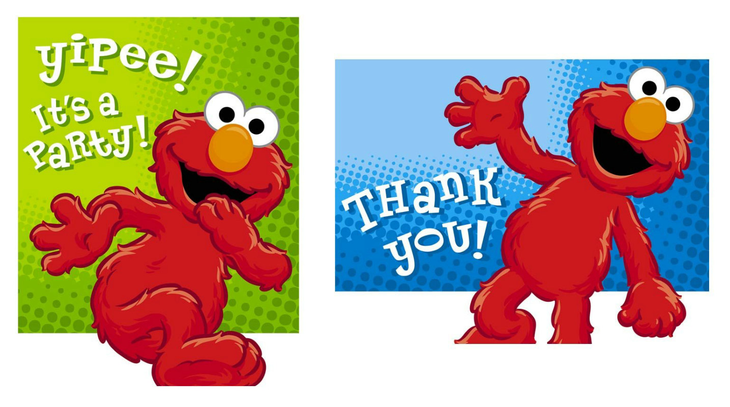 Hooray For Elmo 8 Invitations and 8 Thank You Postcards