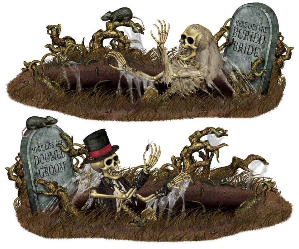 5' Doomed Groom & Buried Bride Props Wall Add-Ons