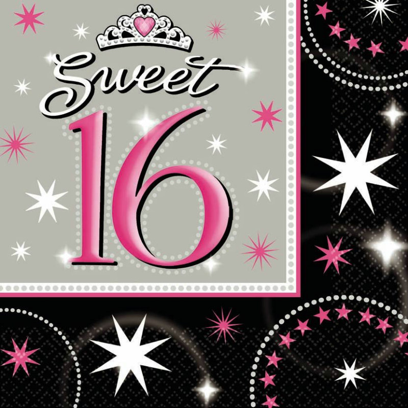 Sweet 16 Sparkle Lunch Napkins (16 count)