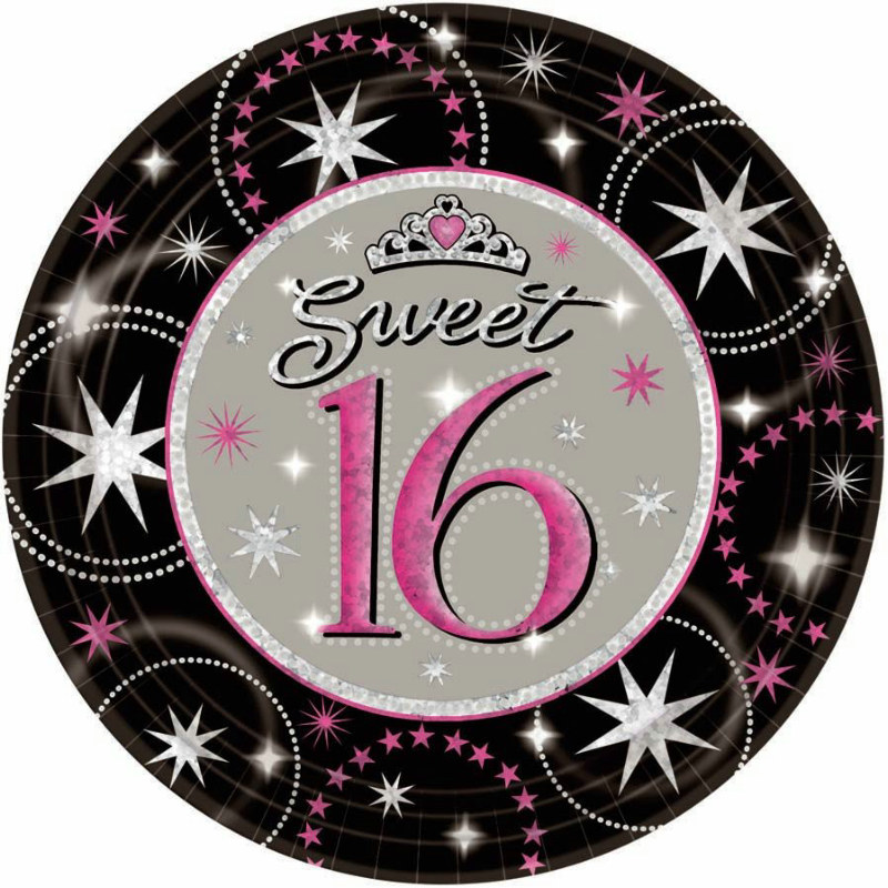 Sweet 16 Sparkle Prismatic Dessert Plates (8 count)