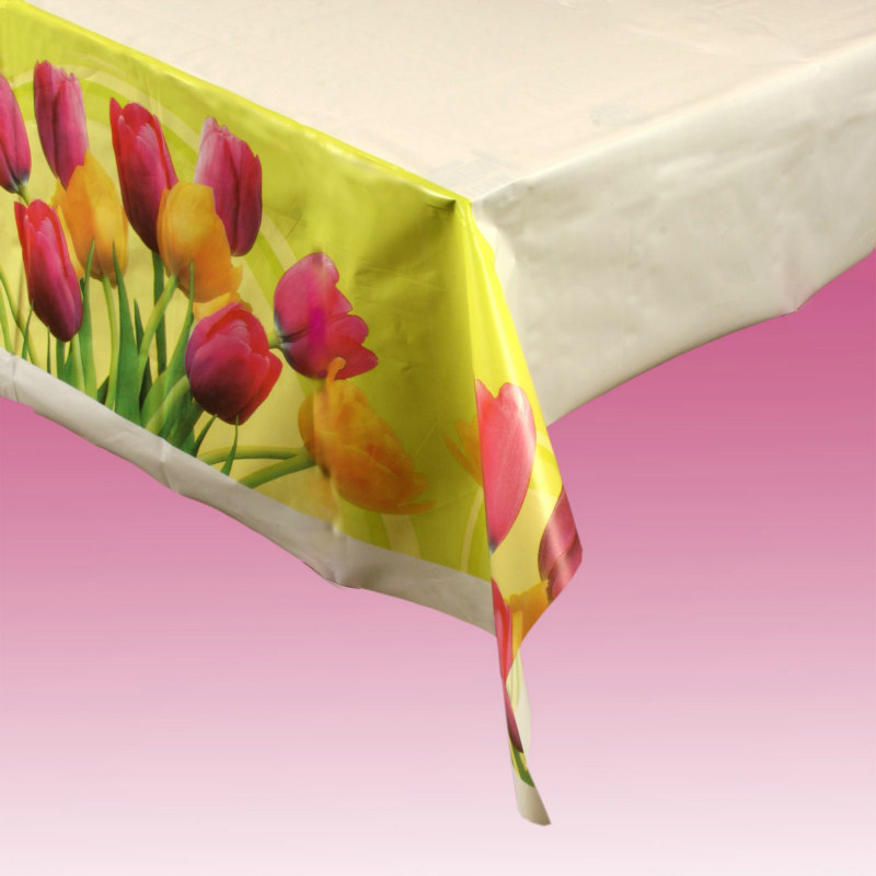 Blooming Tulips Plastic Tablecover