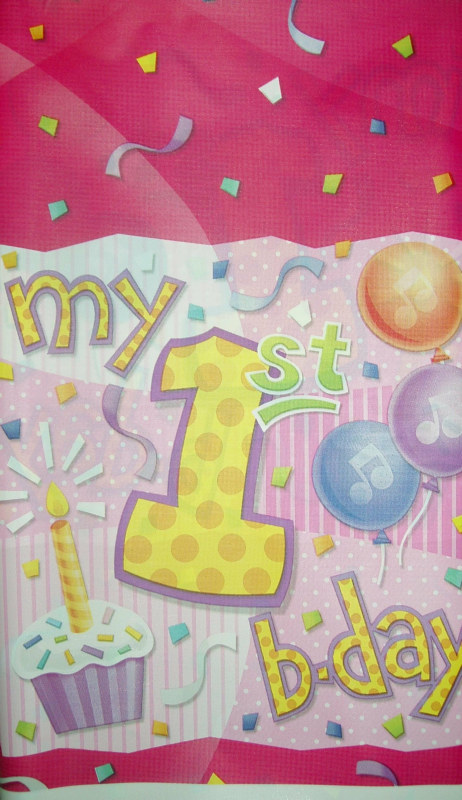 My 1st Birthday Pink Plastic Tablecover