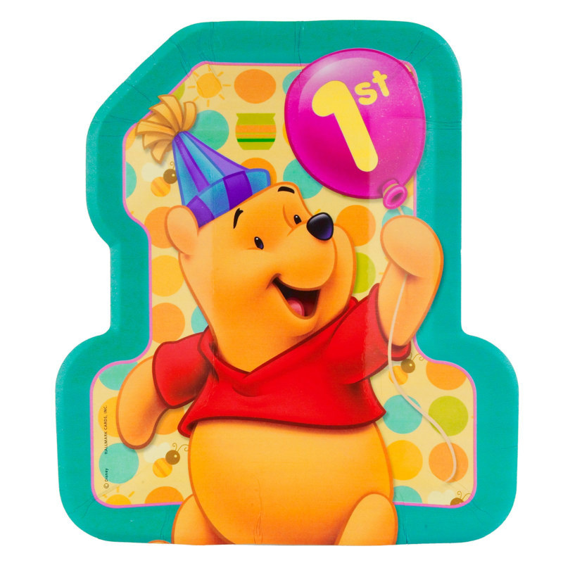 Pooh's First Birthday Shaped Dinner Plates (8 count)