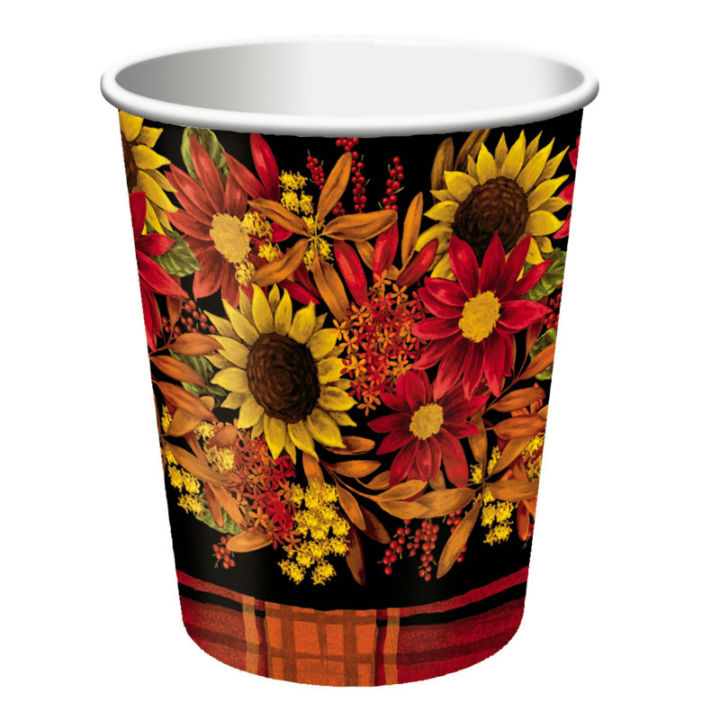 Autumn Floral 9 oz. Paper Cups (8 count)