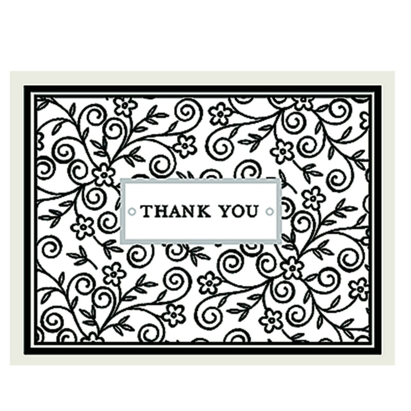 Floral Black and White Thank You Cards (8 count)