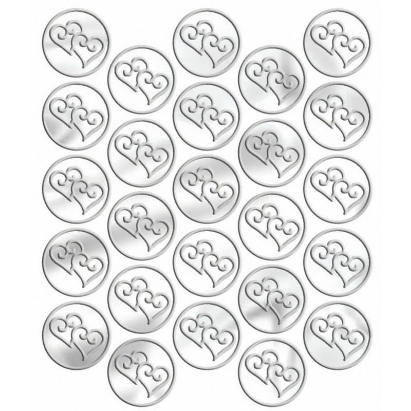 Metallic Silver Heart Sticker Seals (25 count)