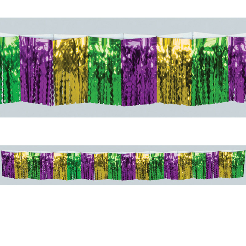 12' Mardi Gras Foil Fringe Drape