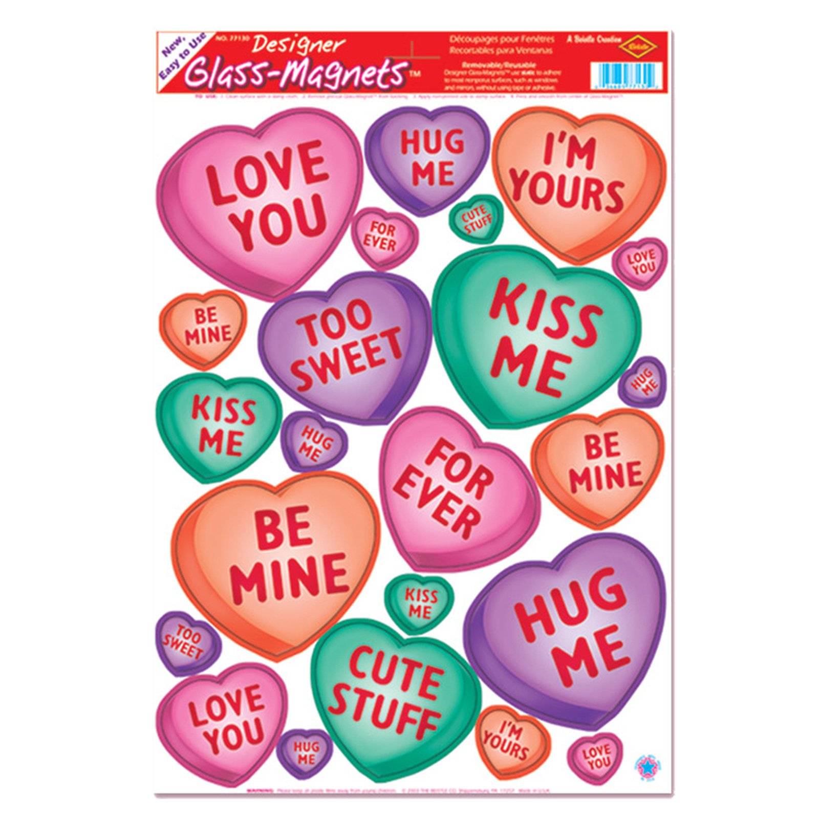 Candy Heart Clings (1 sheet)