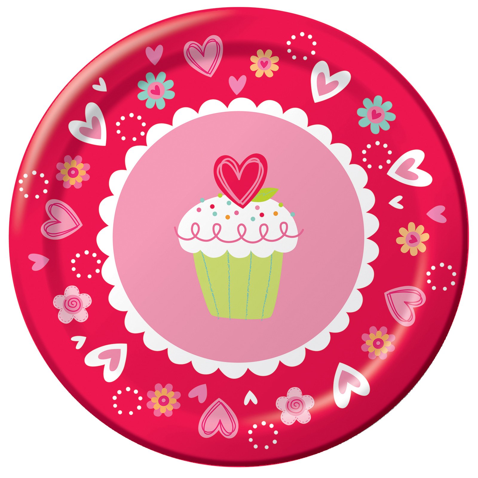 Valentine Cupcake Dinner Plates (8 count)