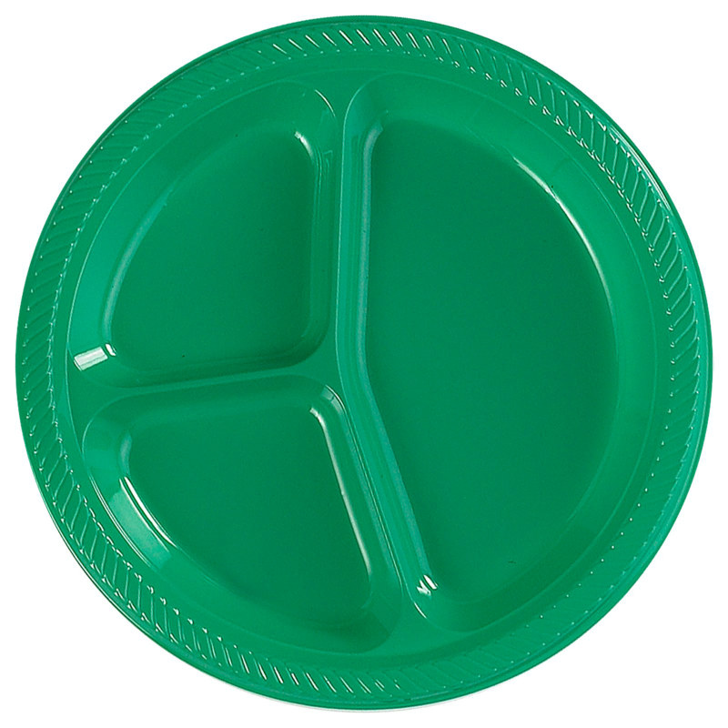 Green Divided Dinner Plates (20 count)