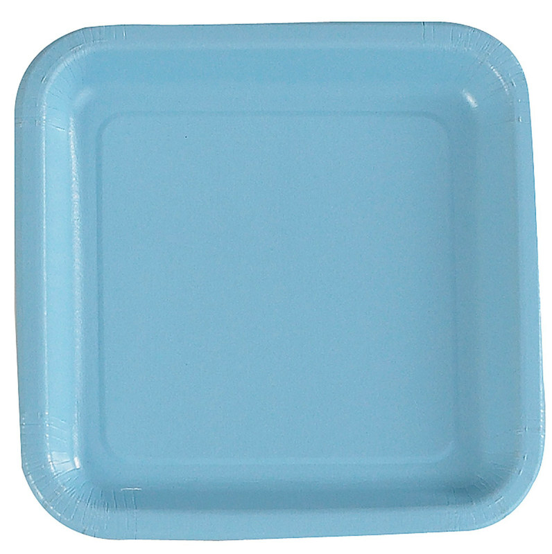 Light Blue Square Dessert Plates (12 count)