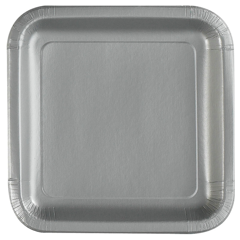 Silver Square Dinner Plates (12 count)