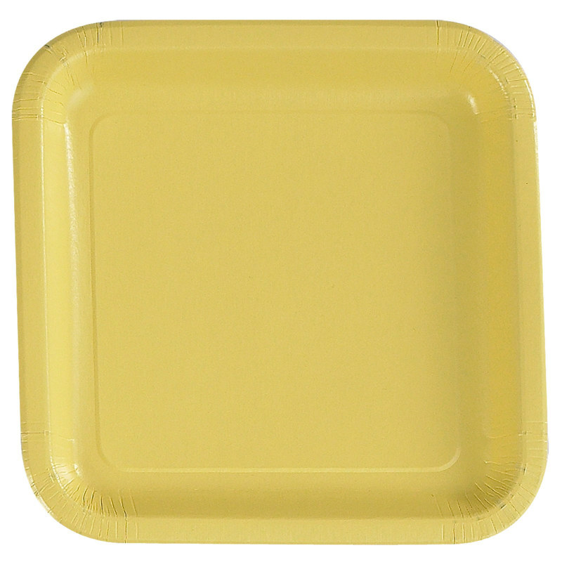 Light Yellow Square Dinner Plates (12 count)