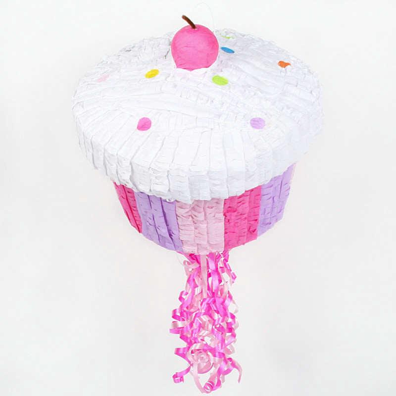 Pink Cupcake 13" Pull-String Pinata