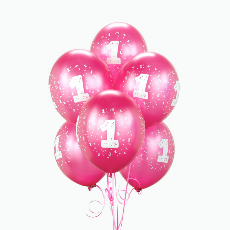 Magenta #1 Latex Balloons (6 count)