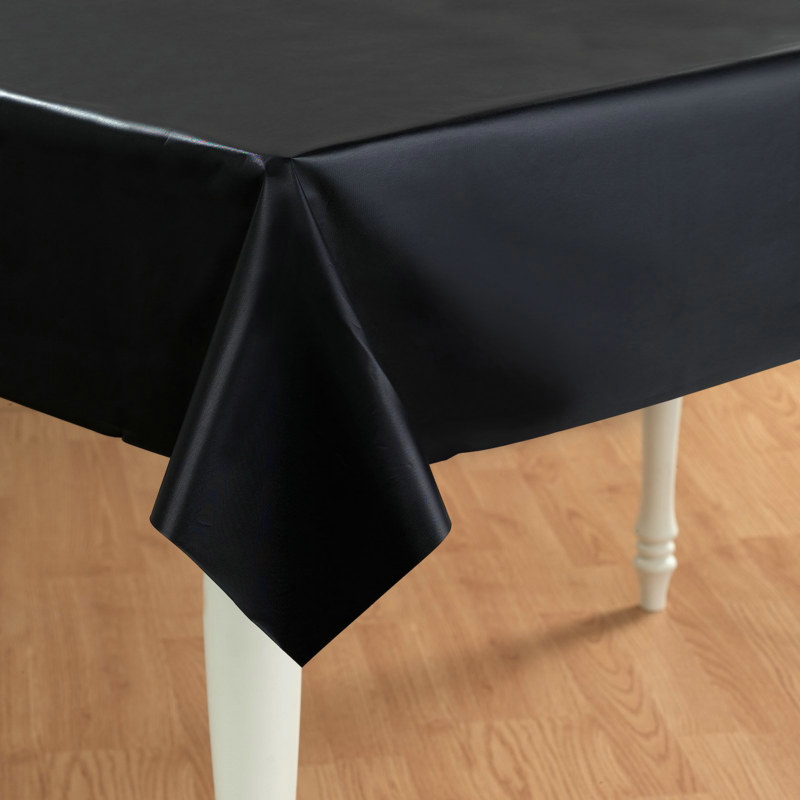 Black 54" x 108" Plastic Tablecover