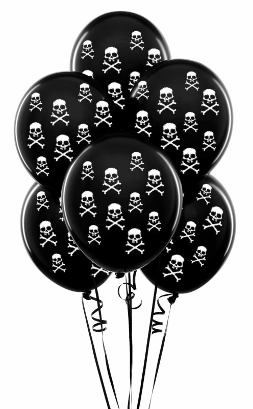 Black with White Skulls 11" Matte Balloons (6 count)