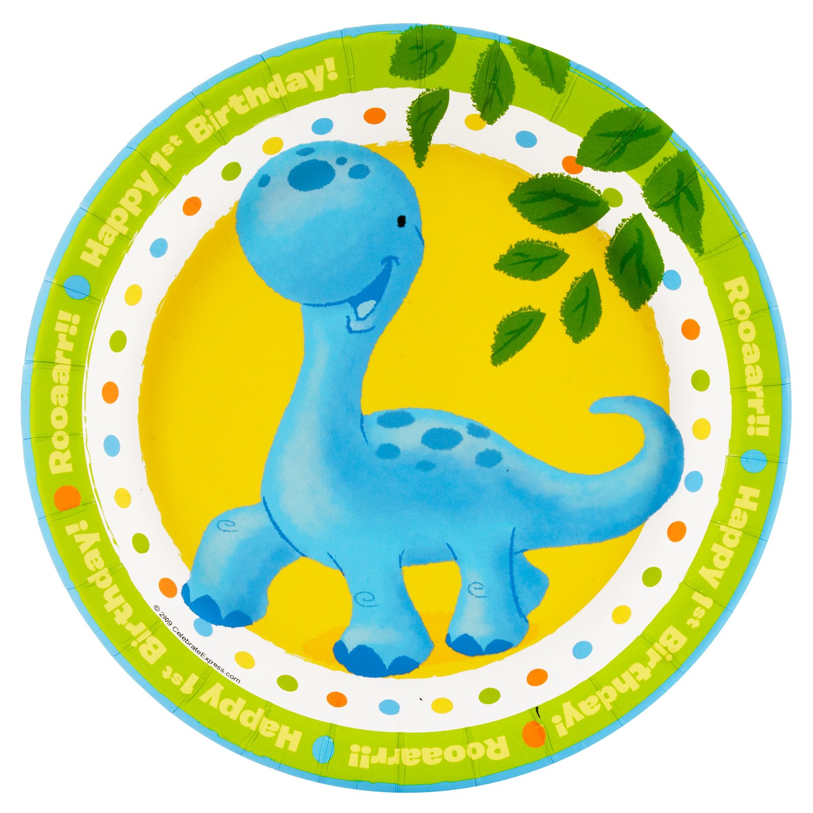 Little Dino 1st Birthday Dessert Plates (8 count)