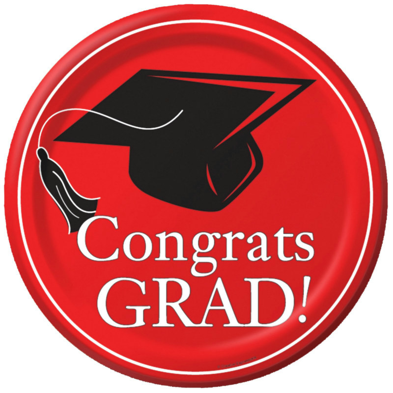 Congrats Grad Red Dessert Plates (18 count)