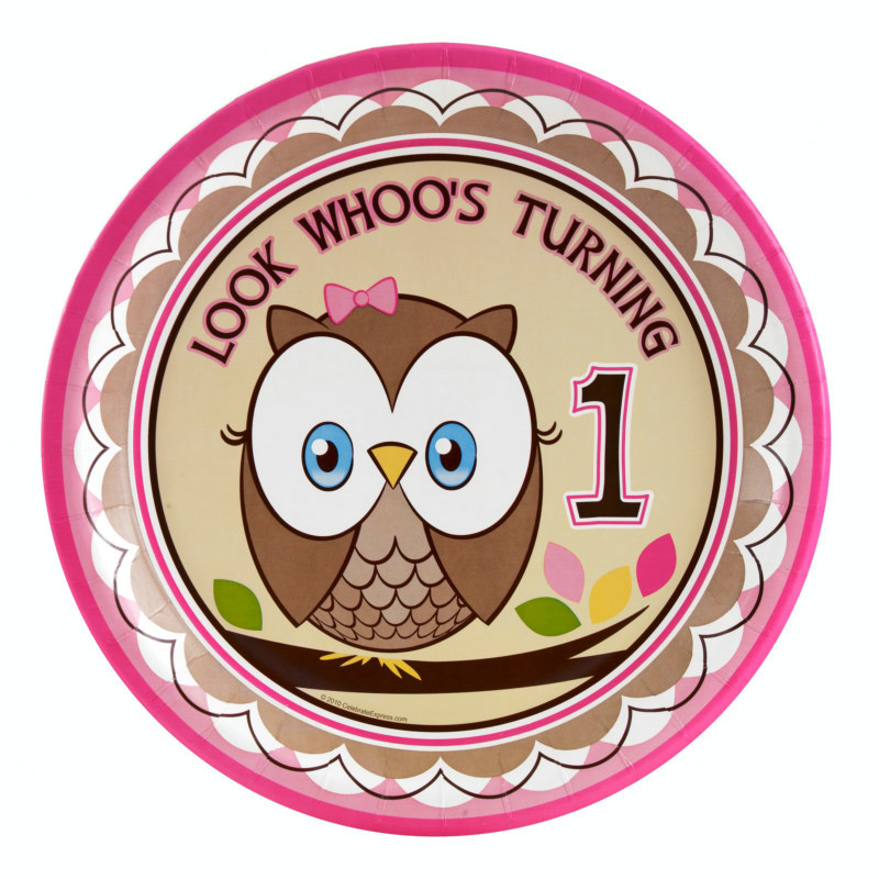 Look Whoo's 1 - Pink Dinner Plates (8 count)