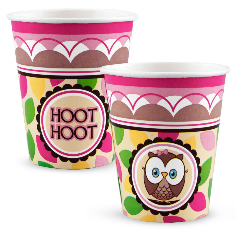 Look Whoo's 1 - Pink 9 oz. Paper Cups (8 count)