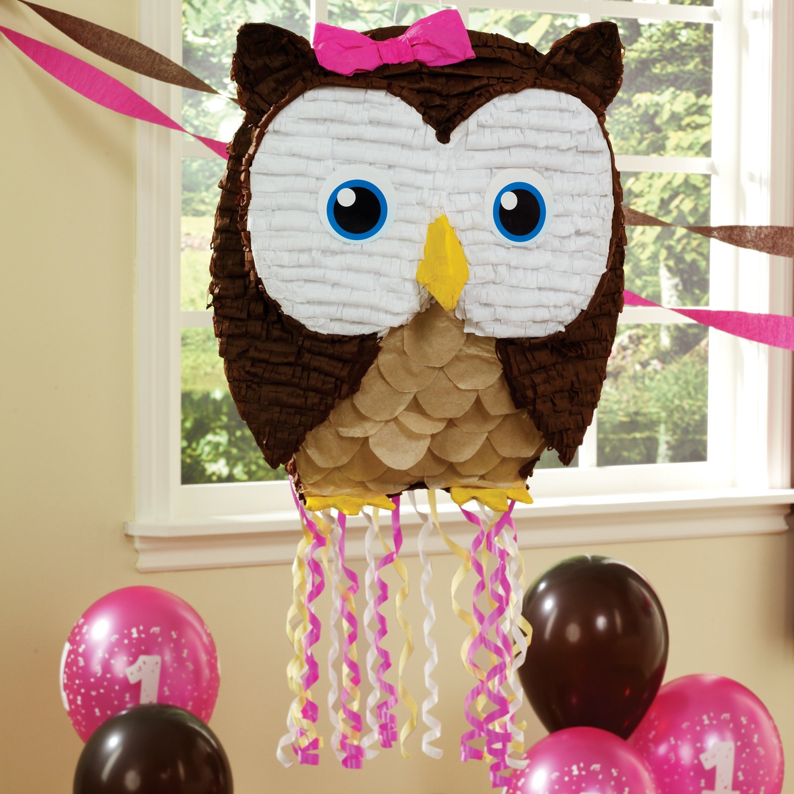 19" Owl Pink Pull-String Pinata