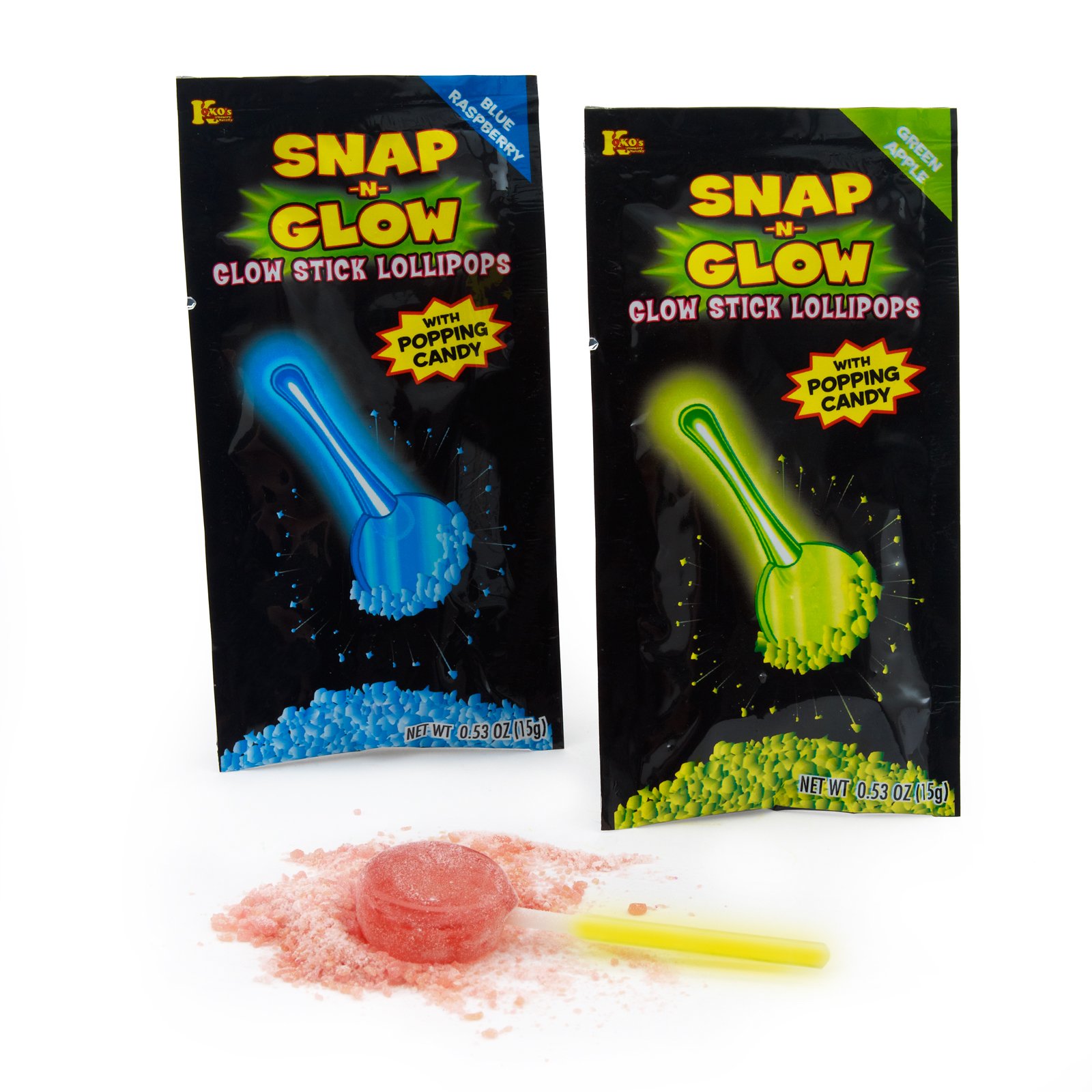 Snap 'N Glow Lollipop with Popping Candy Assorted (8 count)