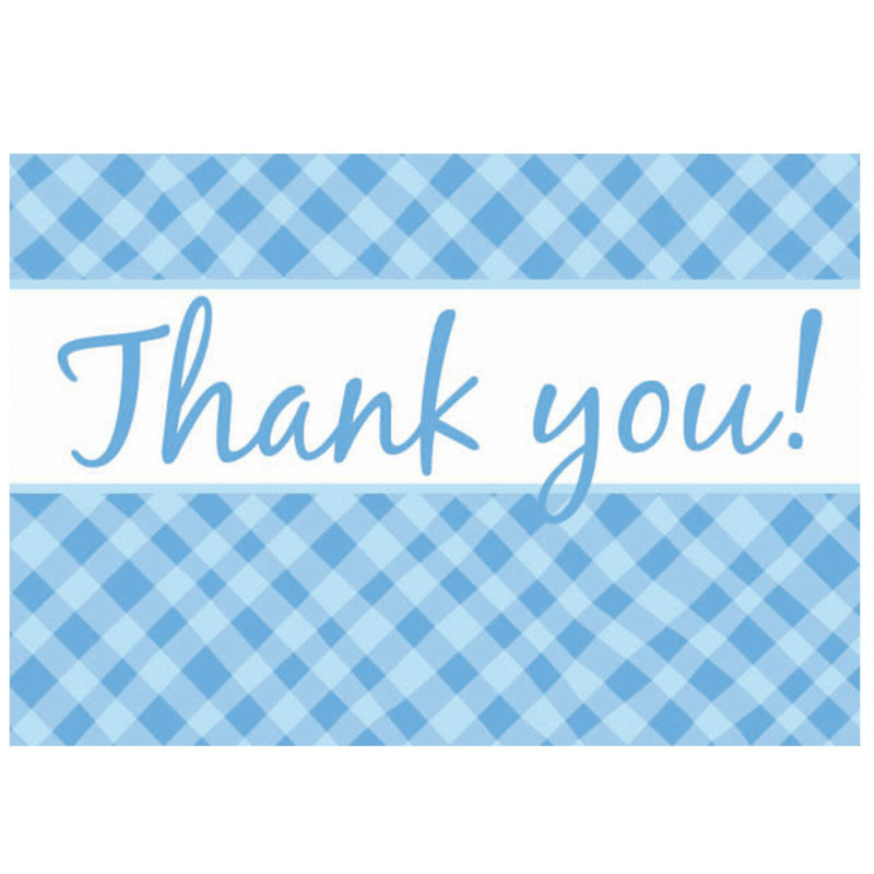 Blue Plaid Thank You Cards (8 count)