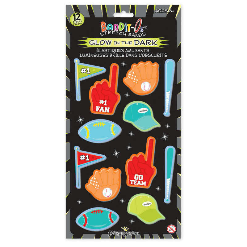 Sports Fan Glow in the Dark Rubber Bracelets Assorted (12 count)