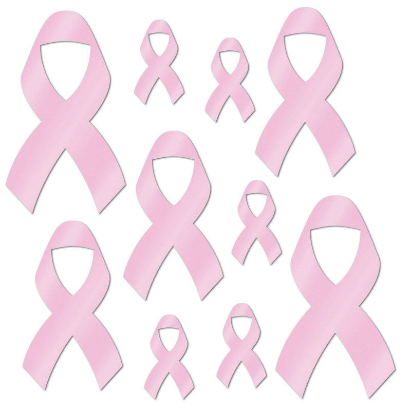 Pink Ribbon Foil Cutouts (10 count)