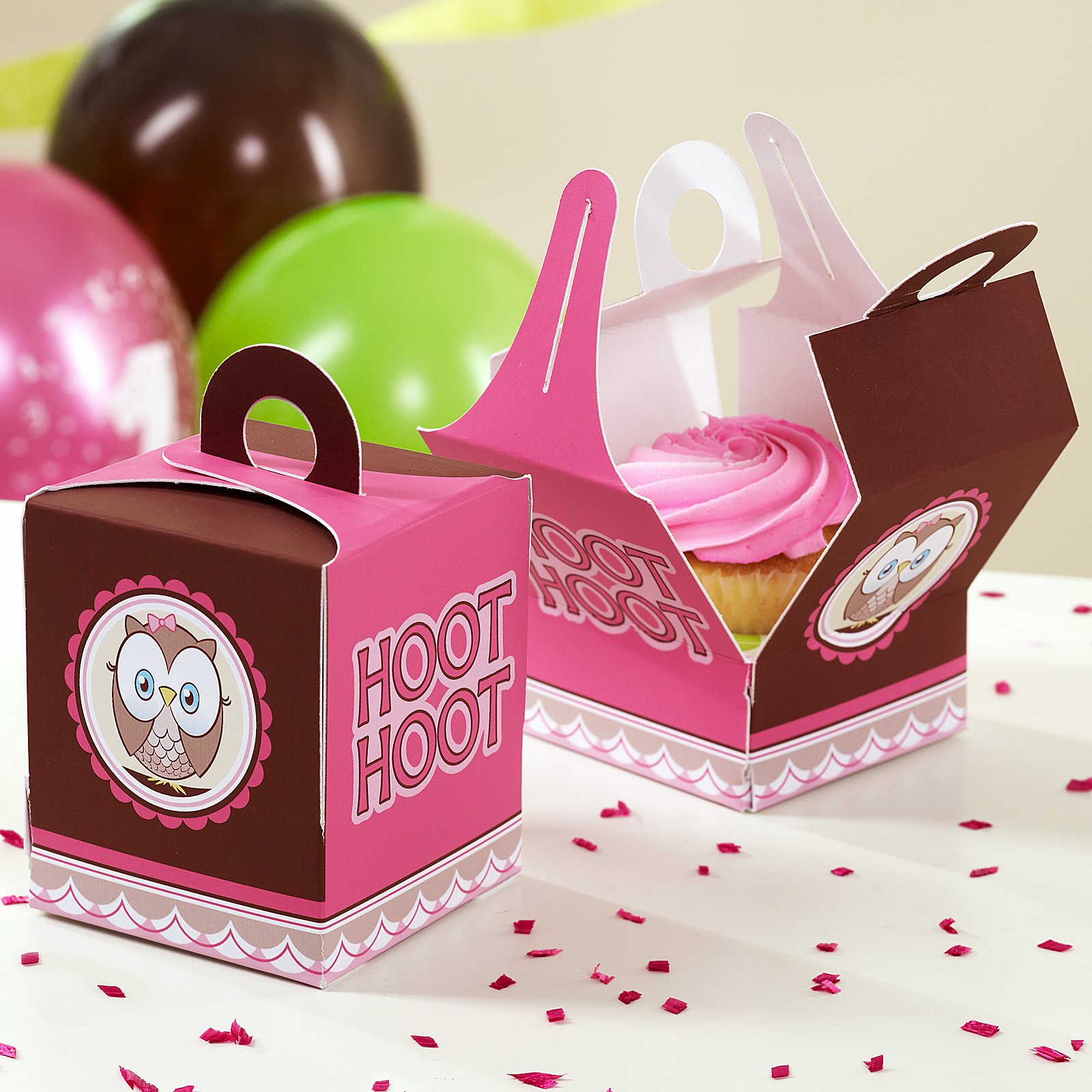 Look Whoo's 1 Pink Cupcake Boxes (4 count)