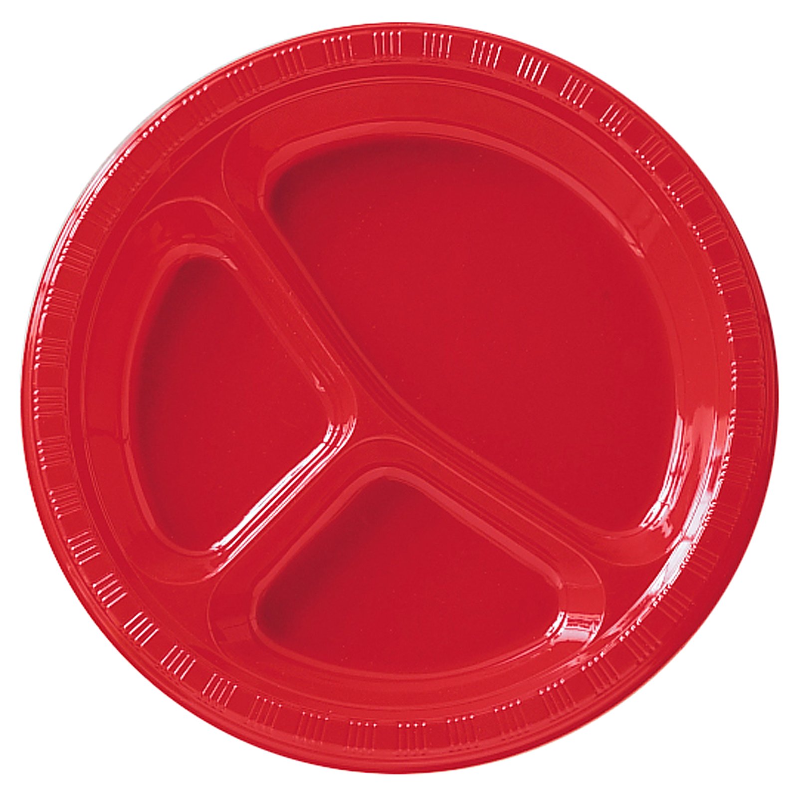 Classic Red (Red) Plastic Divided Dinner Plates (20 count)