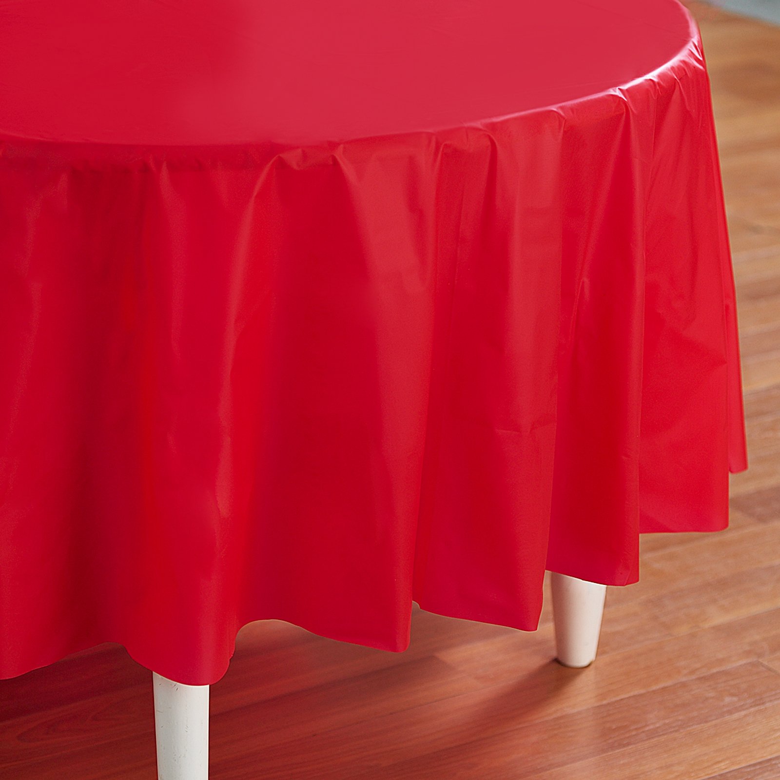 Classic Red (Red) Round Plastic Tablecover