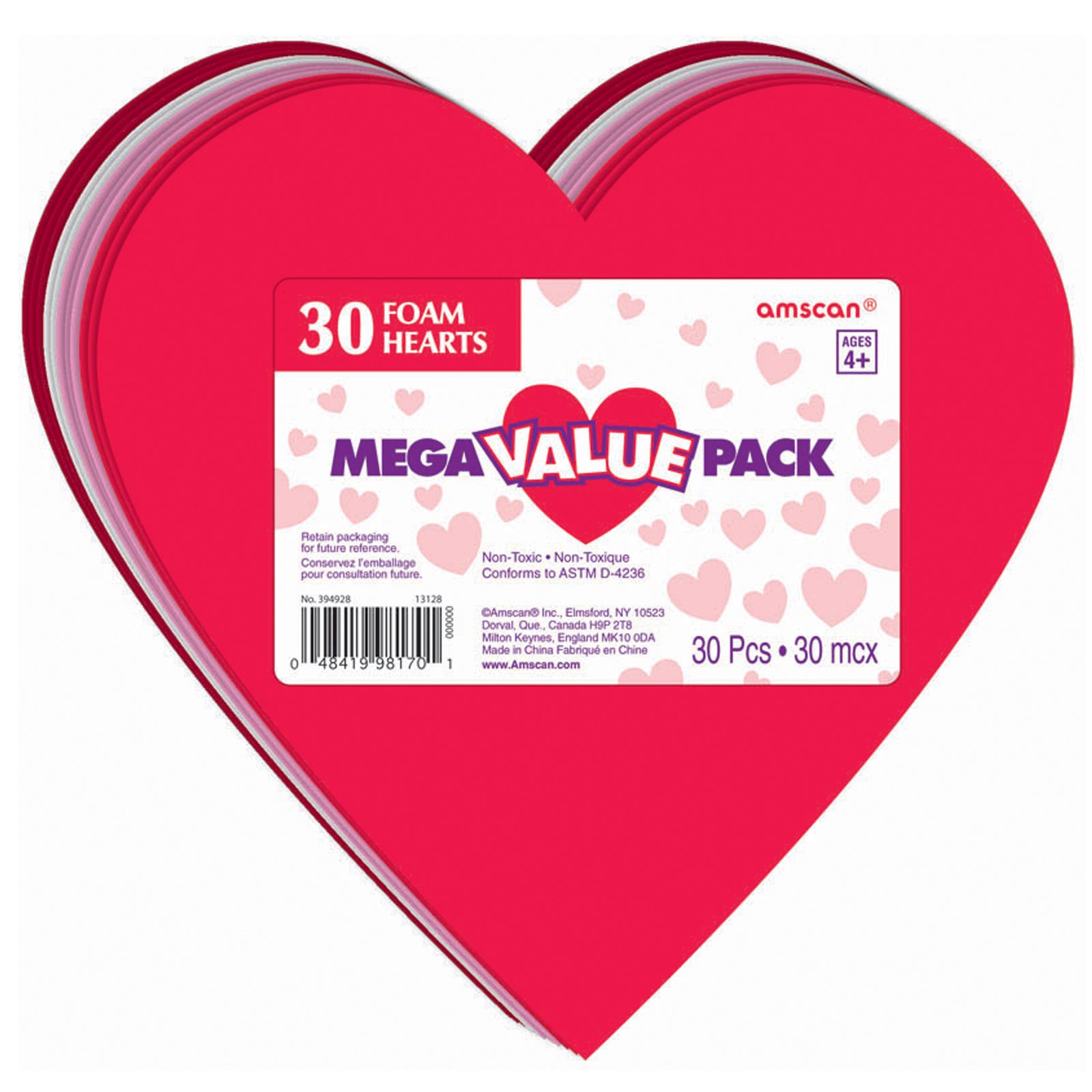 Large Foam Hearts (30 count)